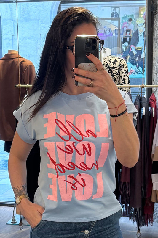 Tee-shirt bleu ciel "Love"