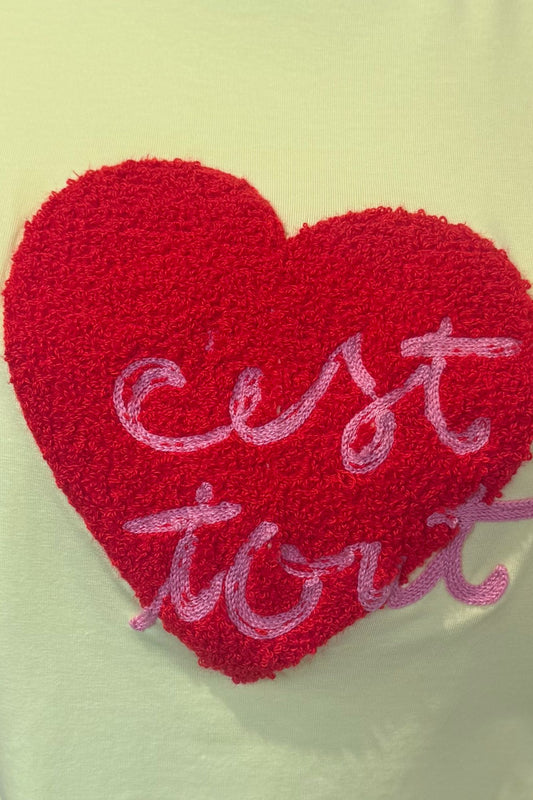 Tee-shirt jaune Coeur brodé " c'est tout "