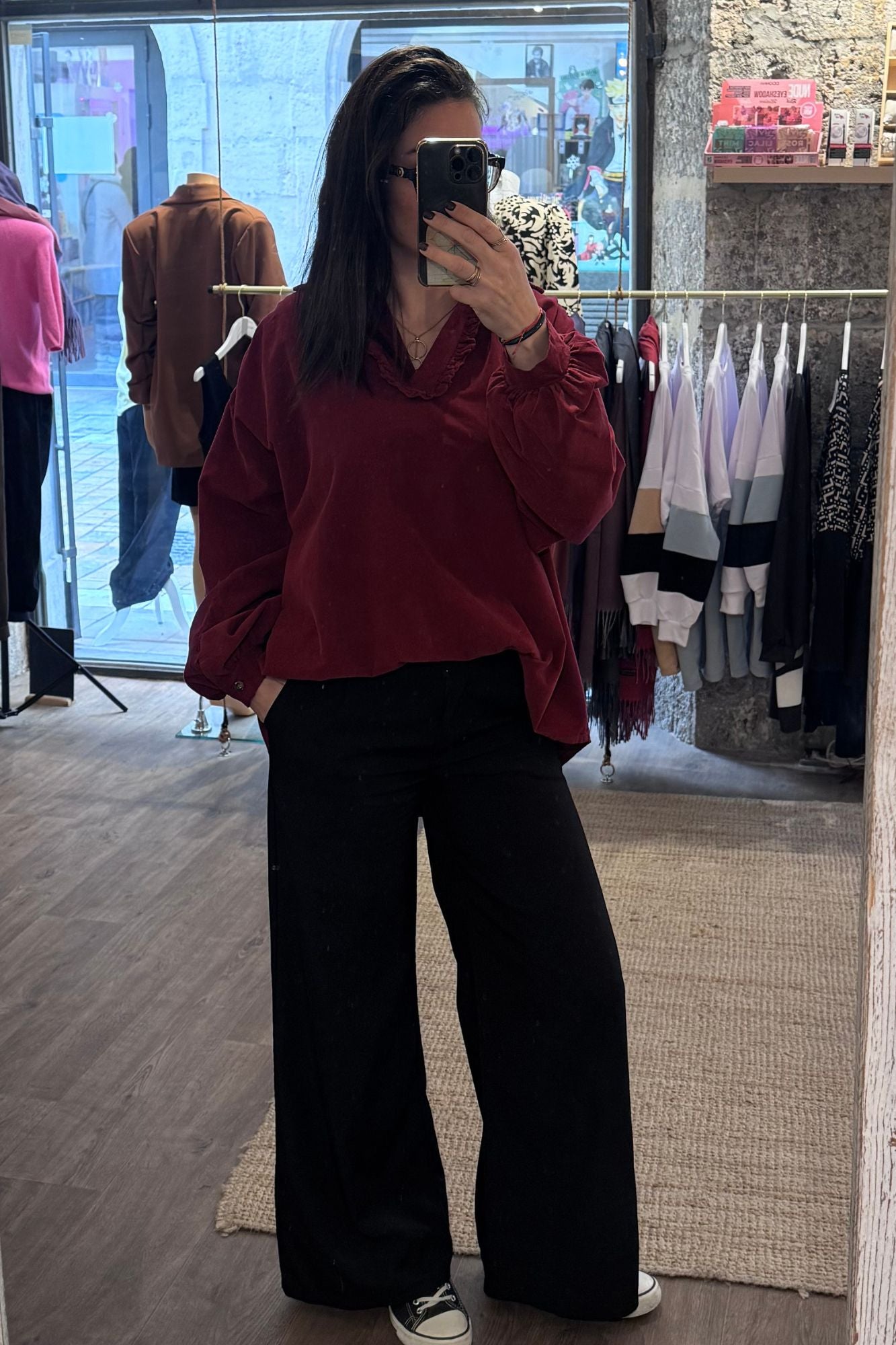 Chemise fluide col V