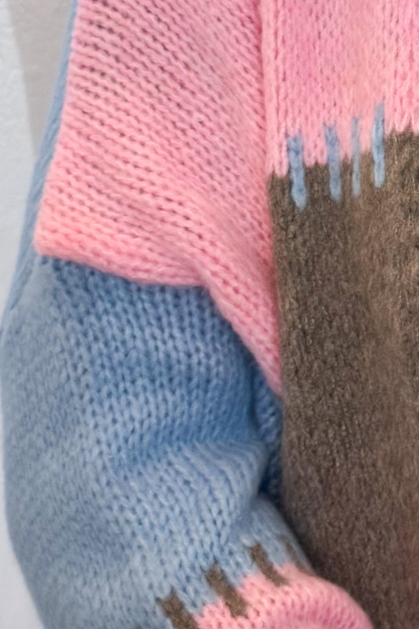 Gilet long femme en maille Color block