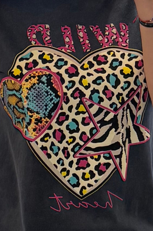 T-shirt coeur léopard "wild"