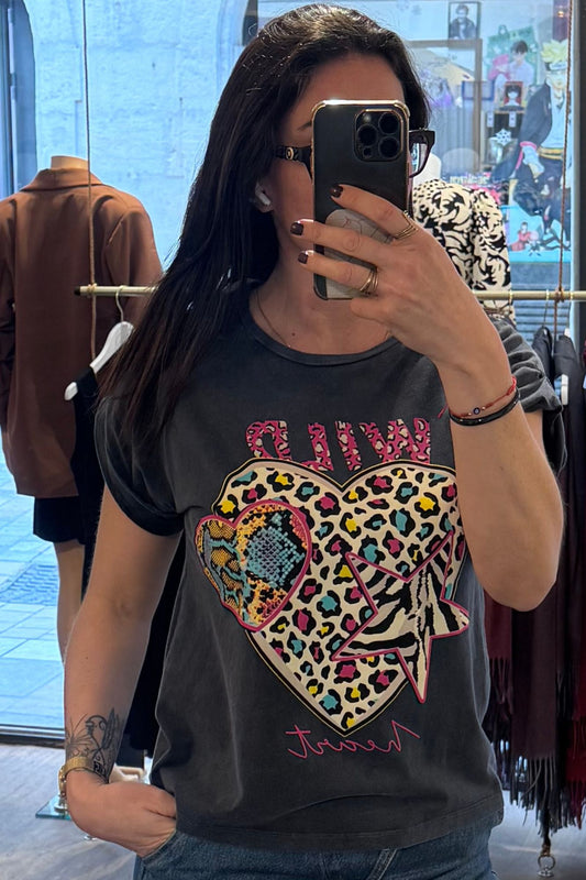 T-shirt coeur léopard "wild"