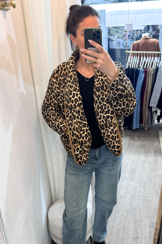 Veste matelassée femme imprimé léopard